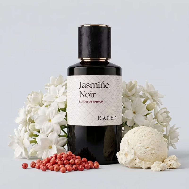 NAFHA Jasmine Noir Perfume - Fragrance Notes Featuring Dark Jasmine, Sweet Vanilla, and Pink Pepper